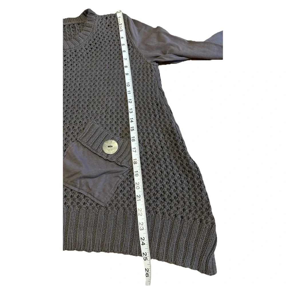 Pure Handknit Women's Oversized Grey Mixed Media Chunky Knit Pocket Sweater XS - Picture 10 of 13